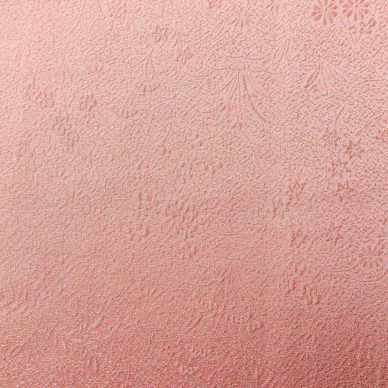 色無地 美品 一つ紋付き 正絹 木の葉・植物柄 袷仕立て 身丈158.5cm 裄丈69cm 一部しつけ糸付き ピンク_画像6