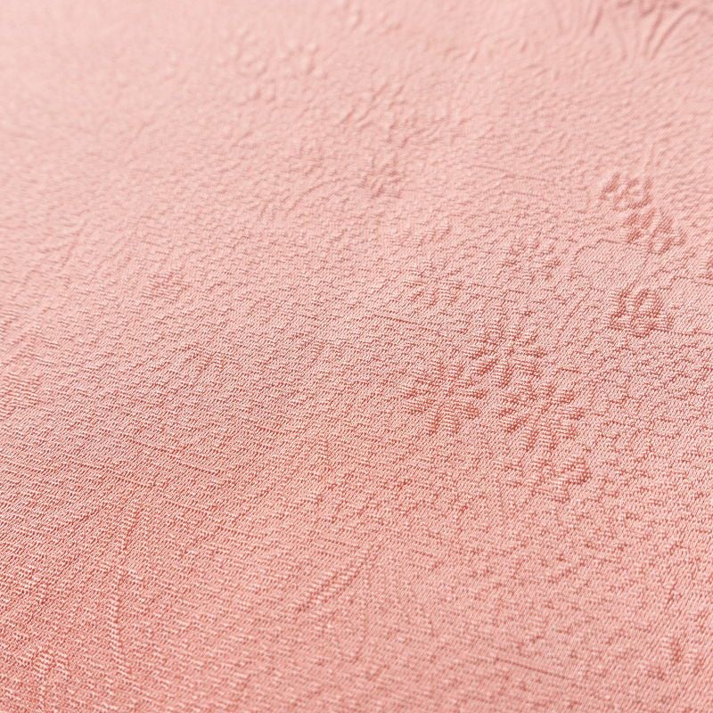 色無地 美品 一つ紋付き 正絹 木の葉・植物柄 袷仕立て 身丈158.5cm 裄丈69cm 一部しつけ糸付き ピンク_画像7