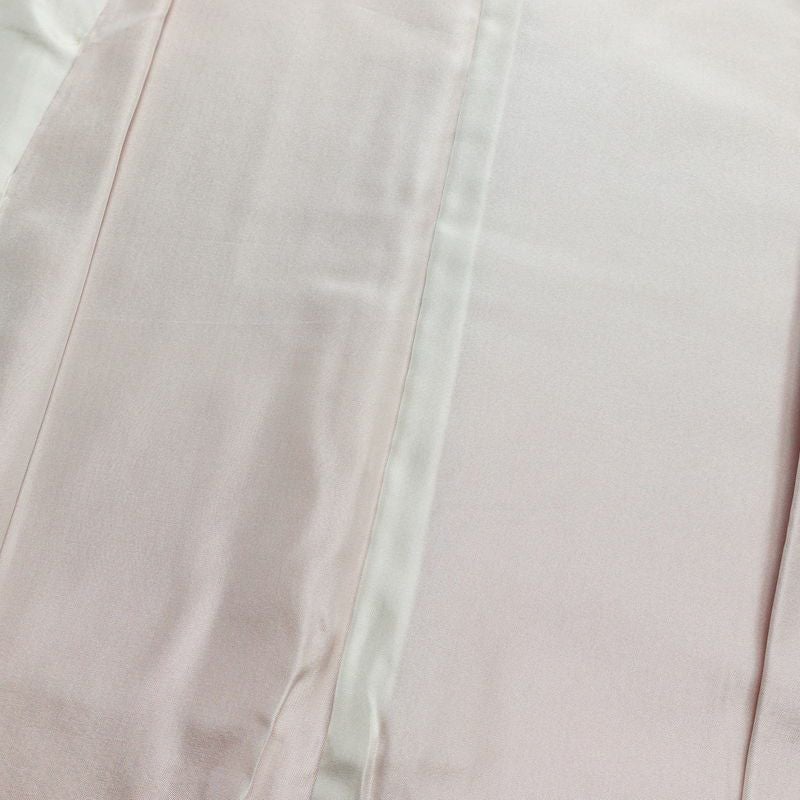 色無地 美品 一つ紋付き 正絹 木の葉・植物柄 袷仕立て 身丈158.5cm 裄丈69cm 一部しつけ糸付き ピンク_画像18