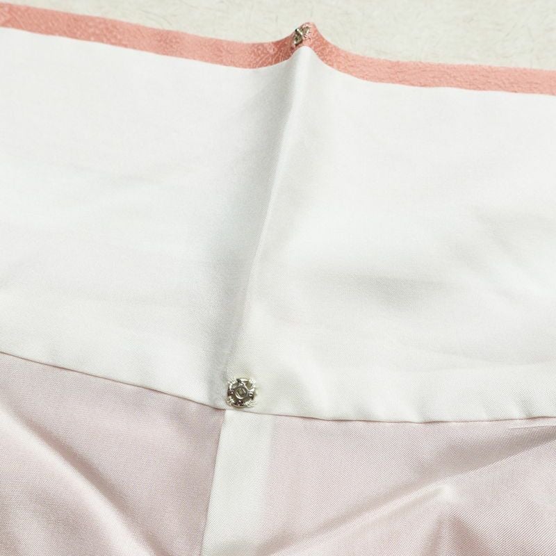 色無地 美品 一つ紋付き 正絹 木の葉・植物柄 袷仕立て 身丈158.5cm 裄丈69cm 一部しつけ糸付き ピンク_画像19