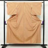 紬 しつけ糸付き 正絹 縞柄・線柄 袷仕立て 身丈155cm 裄丈63cm ベージュ_画像1
