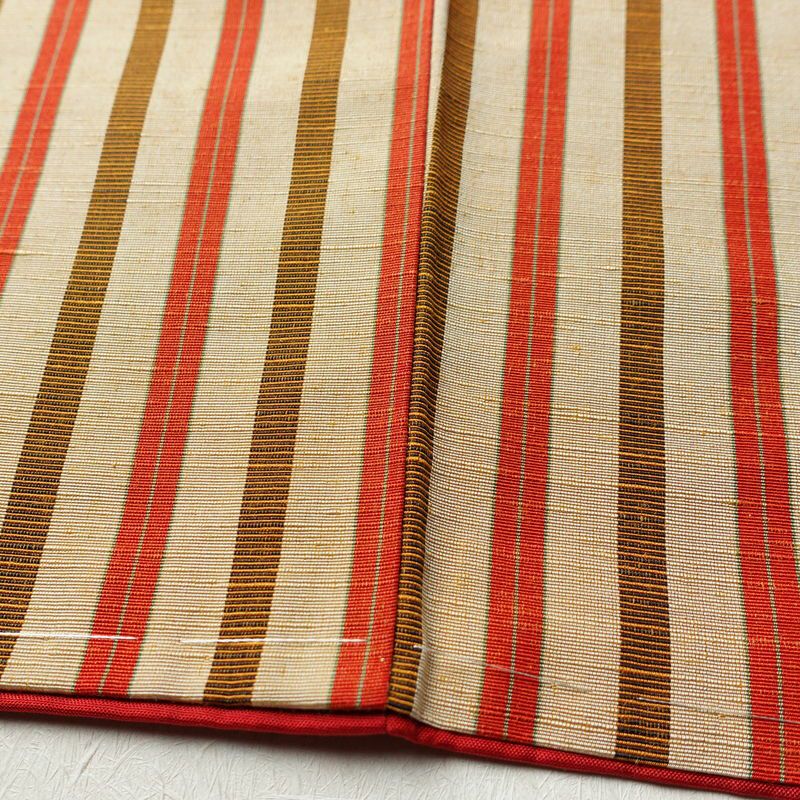 紬 しつけ糸付き 正絹 縞柄・線柄 袷仕立て 身丈155cm 裄丈63cm ベージュ_画像9