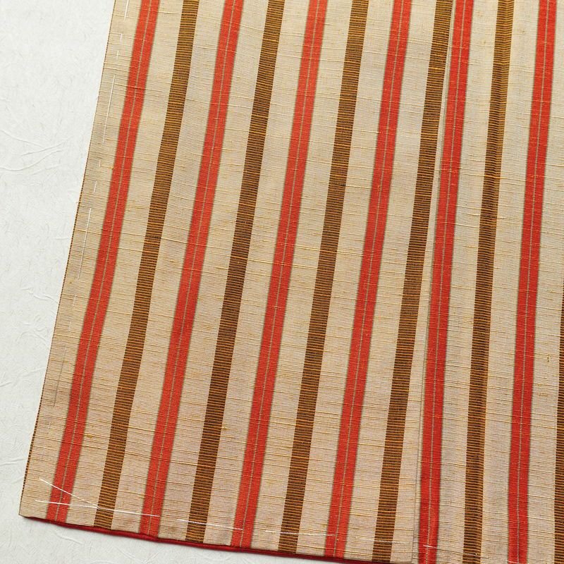 紬 しつけ糸付き 正絹 縞柄・線柄 袷仕立て 身丈155cm 裄丈63cm ベージュ_画像10