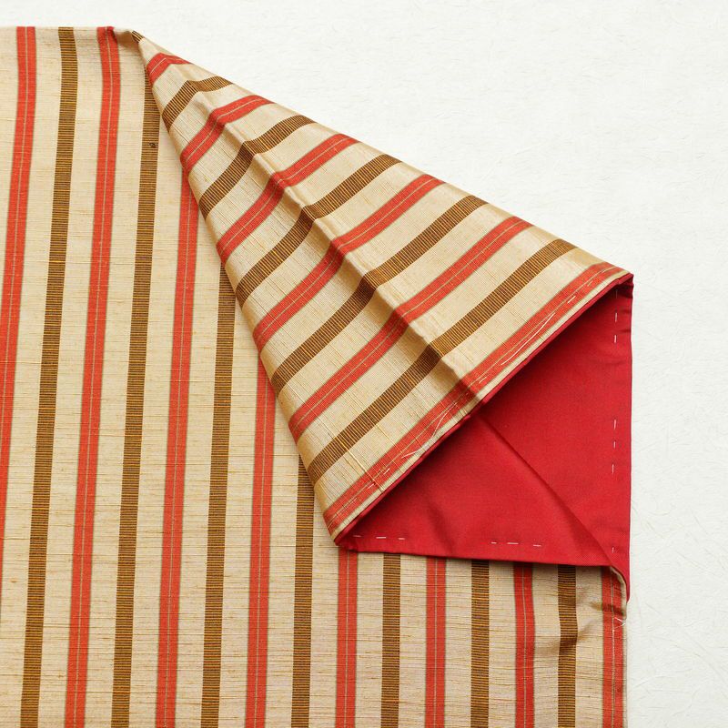 紬 しつけ糸付き 正絹 縞柄・線柄 袷仕立て 身丈155cm 裄丈63cm ベージュ_画像12