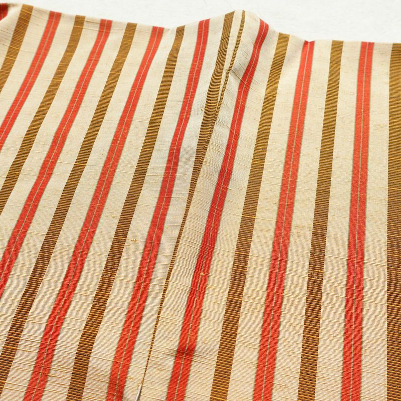 紬 しつけ糸付き 正絹 縞柄・線柄 袷仕立て 身丈155cm 裄丈63cm ベージュ_画像14