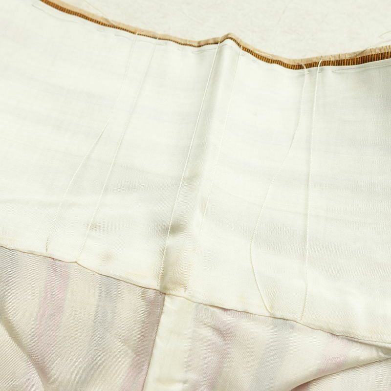 紬 しつけ糸付き 正絹 縞柄・線柄 袷仕立て 身丈155cm 裄丈63cm ベージュ_画像19