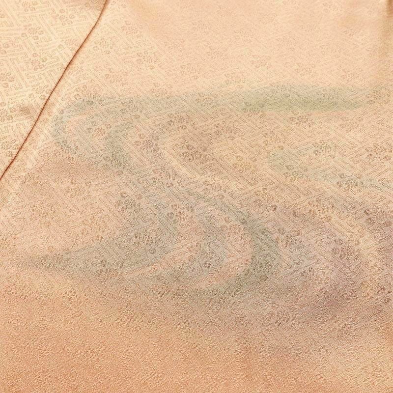 付け下げ 良品 しつけ糸付き 綸子 正絹 流水・波柄 袷仕立て 身丈156cm 裄丈65cm 橙_画像15