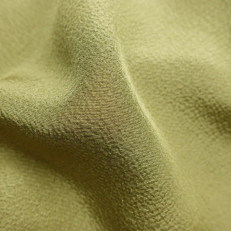 付け下げ 良品 スワトウ刺繍 正絹 古典柄 袷仕立て 身丈165.5cm 裄丈65.5cm 刺繍 緑・うぐいす色_画像21