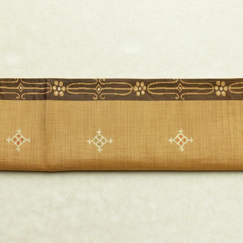 袋帯 六通柄 楽山 一般用 正絹 幾何学柄・抽象柄 黄・黄土色_画像12