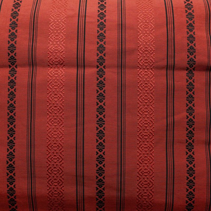 名古屋帯 全通柄 正絹 縞柄・線柄 松葉仕立て 赤・朱_画像2