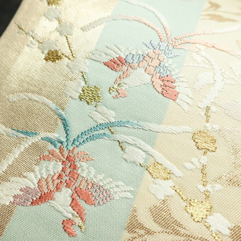 袋帯 六通柄 良品 フォーマル用 正絹 人物・動物柄 クリーム_画像6