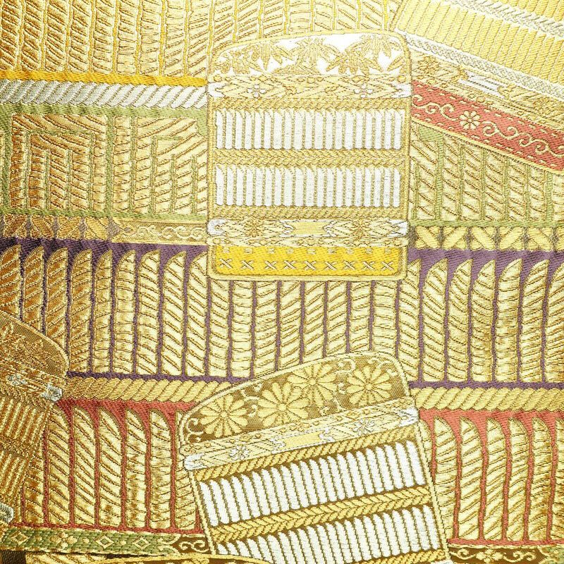 袋帯 慶祥重文 六通柄 良品 フォーマル用 正絹 古典柄 金・銀_画像2