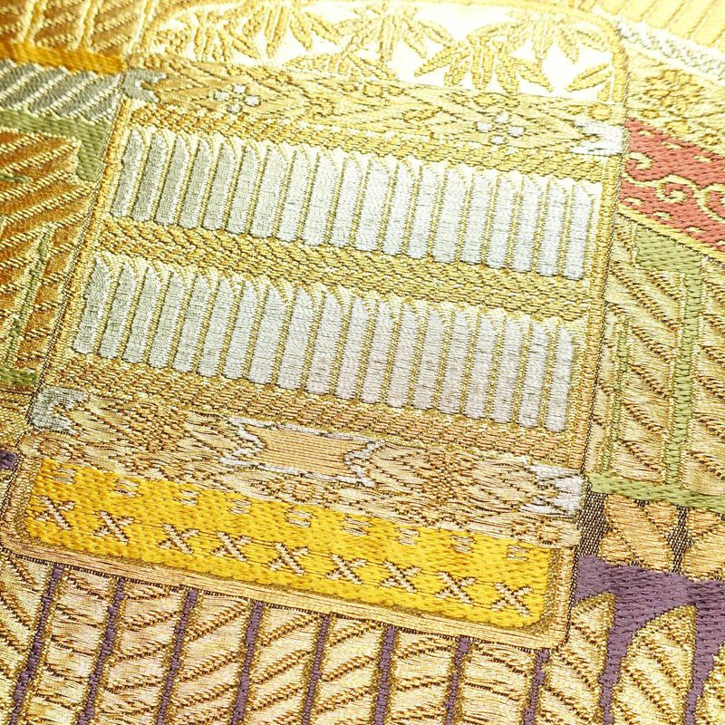 袋帯 慶祥重文 六通柄 良品 フォーマル用 正絹 古典柄 金・銀_画像3