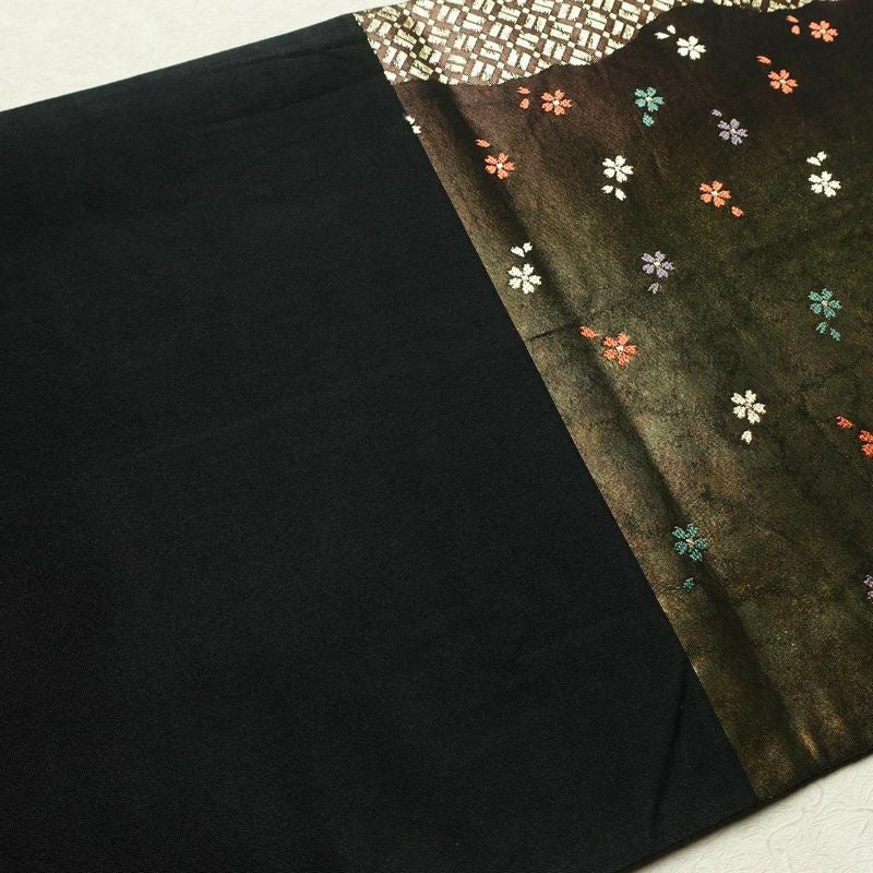 袋帯 六通柄 フォーマル用 正絹 花柄 箔 茶_画像16
