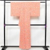 単衣 小紋 良品 縮緬 ポリエステル 花柄 単衣仕立て 身丈154.5cm 裄丈65.5cm ピンク_画像2