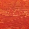 道行コート 良品 正絹 風景柄 袷仕立て 身丈89cm 裄丈68cm 橙_画像5