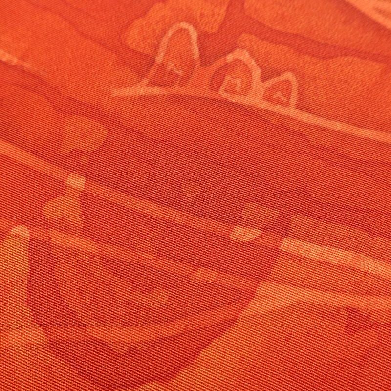 道行コート 良品 正絹 風景柄 袷仕立て 身丈89cm 裄丈68cm 橙_画像6