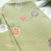 小紋 良品 縮緬 正絹 花柄 袷仕立て 身丈162cm 裄丈68.5cm 緑・うぐいす色_画像17