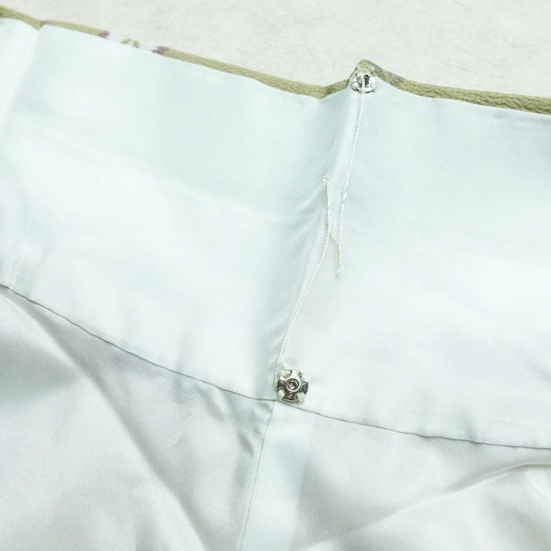 小紋 良品 縮緬 正絹 花柄 袷仕立て 身丈162cm 裄丈68.5cm 緑・うぐいす色_画像19