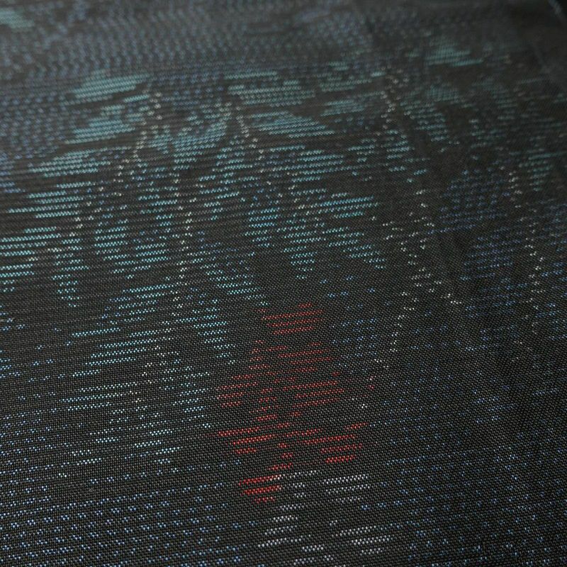 大島紬 証紙なし 正絹 木の葉・植物柄 袷仕立て 身丈165cm 裄丈67.5cm 青・紺_画像7