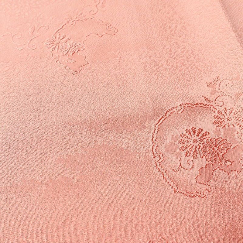 色無地 しつけ糸付き 一つ紋付き 正絹 古典柄 袷仕立て 身丈162cm 裄丈67cm ピンク_画像6