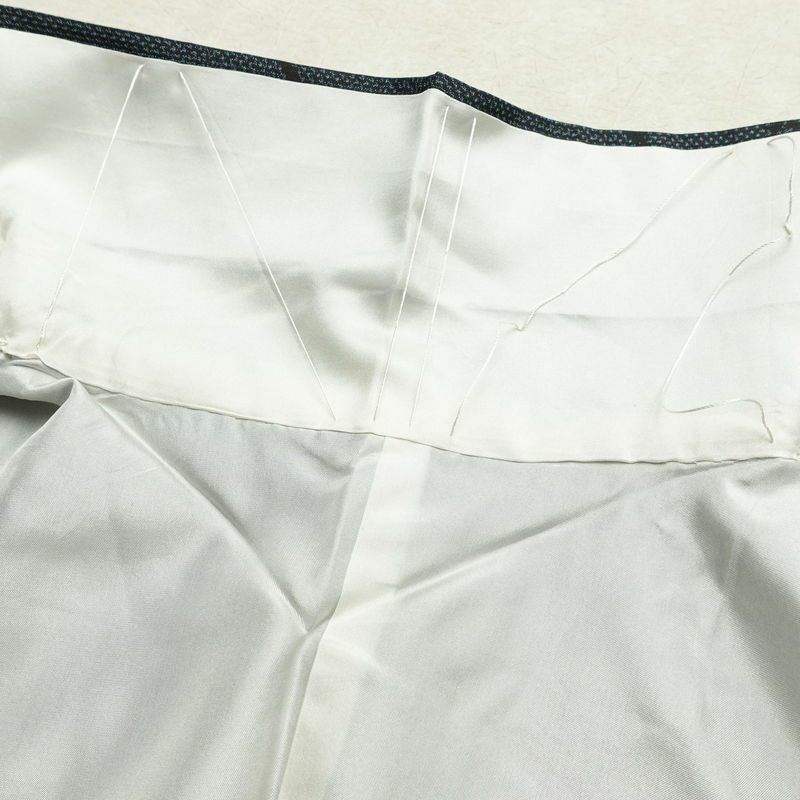 紬 正絹 木の葉・植物柄 袷仕立て 身丈161.5cm 裄丈64cm 青・紺_画像19