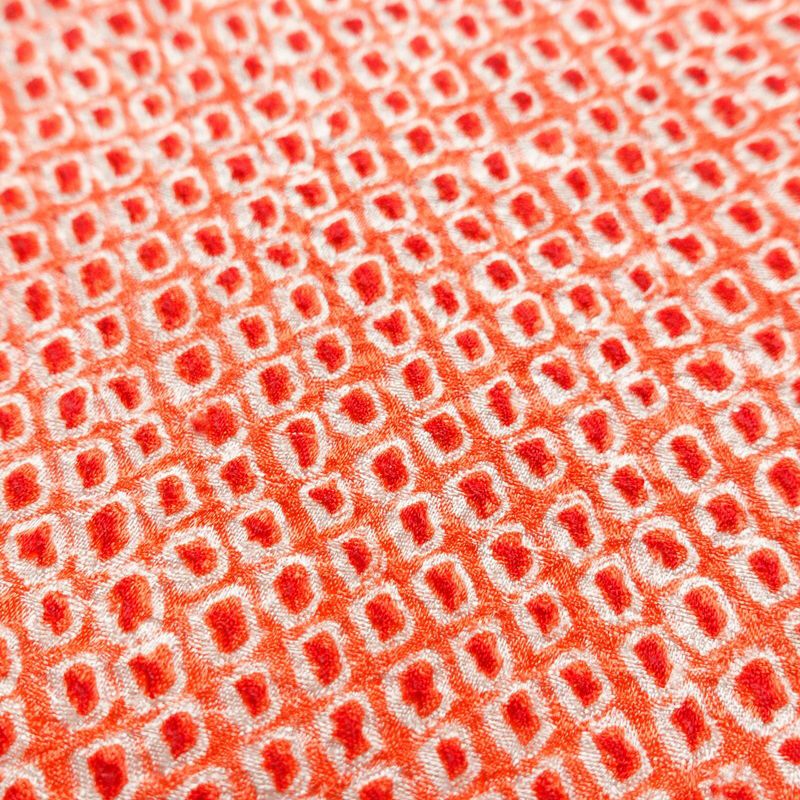 羽織 美品 しつけ糸付き 絞り 正絹 古典柄 袷仕立て 身丈88cm 裄丈69.5cm 赤・朱_画像7