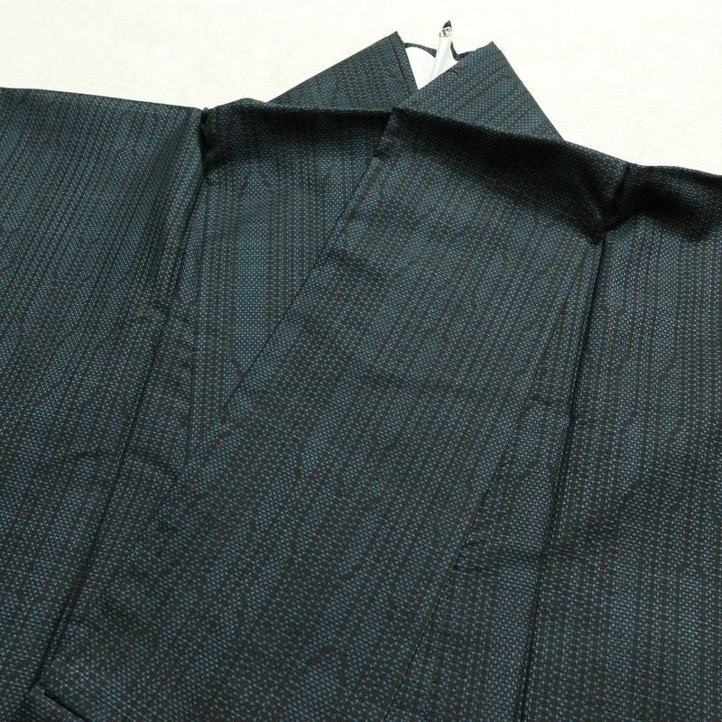 紬 良品 正絹 幾何学柄・抽象柄 袷仕立て 身丈151.5cm 裄丈64cm 青・紺_画像15