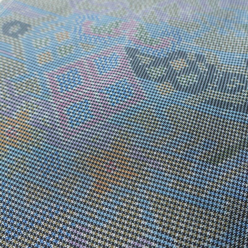 紬 美品 しつけ糸付き 正絹 幾何学柄・抽象柄 袷仕立て 身丈152.5cm 裄丈65.5cm 青・紺_画像8