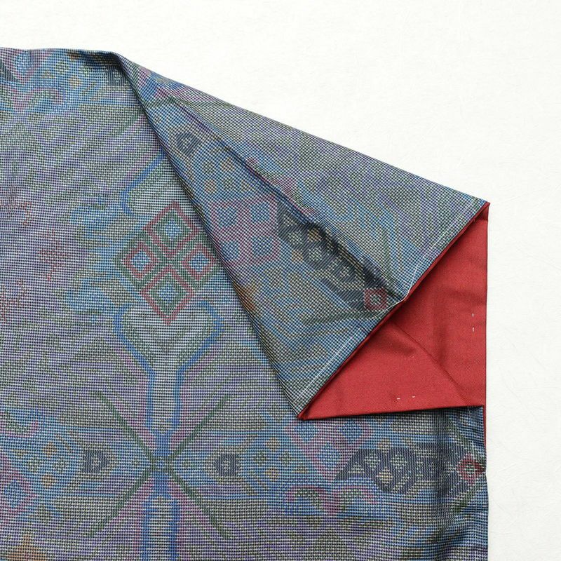 紬 美品 しつけ糸付き 正絹 幾何学柄・抽象柄 袷仕立て 身丈152.5cm 裄丈65.5cm 青・紺_画像14