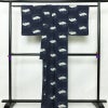 小紋 良品 しつけ糸付き ポリエステル 古典柄 袷仕立て 身丈163.5cm 裄丈66cm 青・紺_画像2