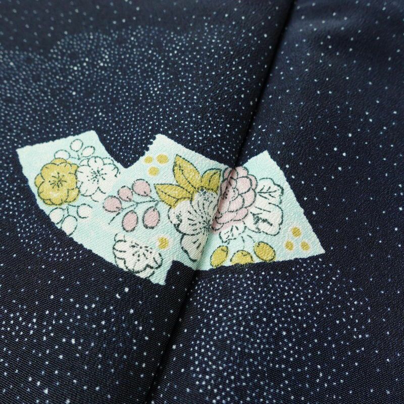 小紋 良品 しつけ糸付き ポリエステル 古典柄 袷仕立て 身丈163.5cm 裄丈66cm 青・紺_画像8