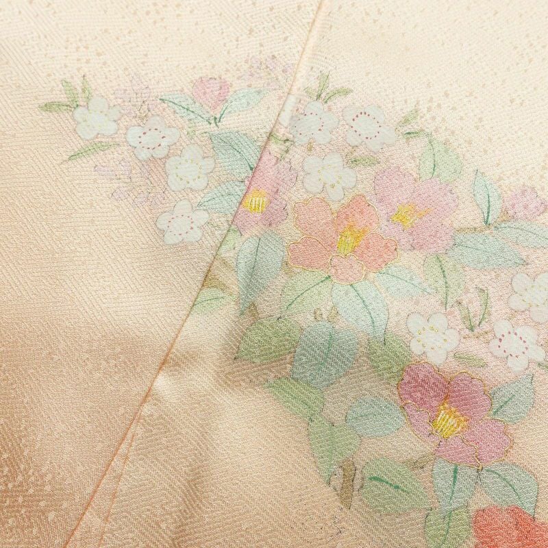 訪問着 良品 正絹 花柄 袷仕立て 身丈161cm 裄丈69cm 箔 金彩 入学式 七五三 ピンク_画像18