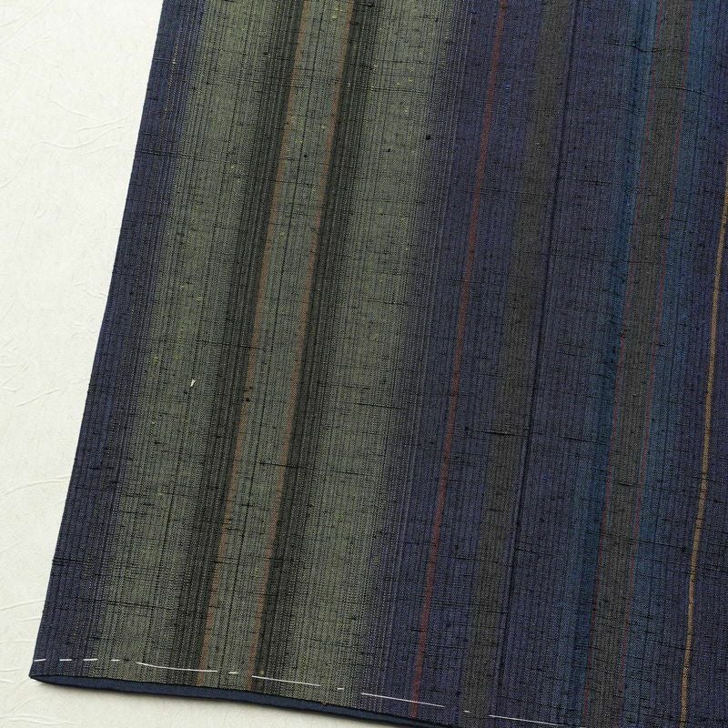 紬 良品 本場真綿絢結城紬 証紙あり しつけ糸付き 正絹 縞柄・線柄 袷仕立て 身丈158cm 裄丈63.5cm 青・紺_画像10