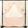 訪問着 友禅 作家物 落款入り 縮緬 正絹 花柄 袷仕立て 身丈156.5cm 裄丈66cm 箔 共八掛 ピンク_画像3