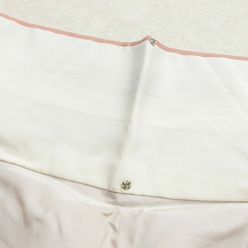 付け下げ 落款入り 一つ紋付き 正絹 木の葉・植物柄 袷仕立て 身丈164cm 裄丈68cm 金通し ピンク_画像20