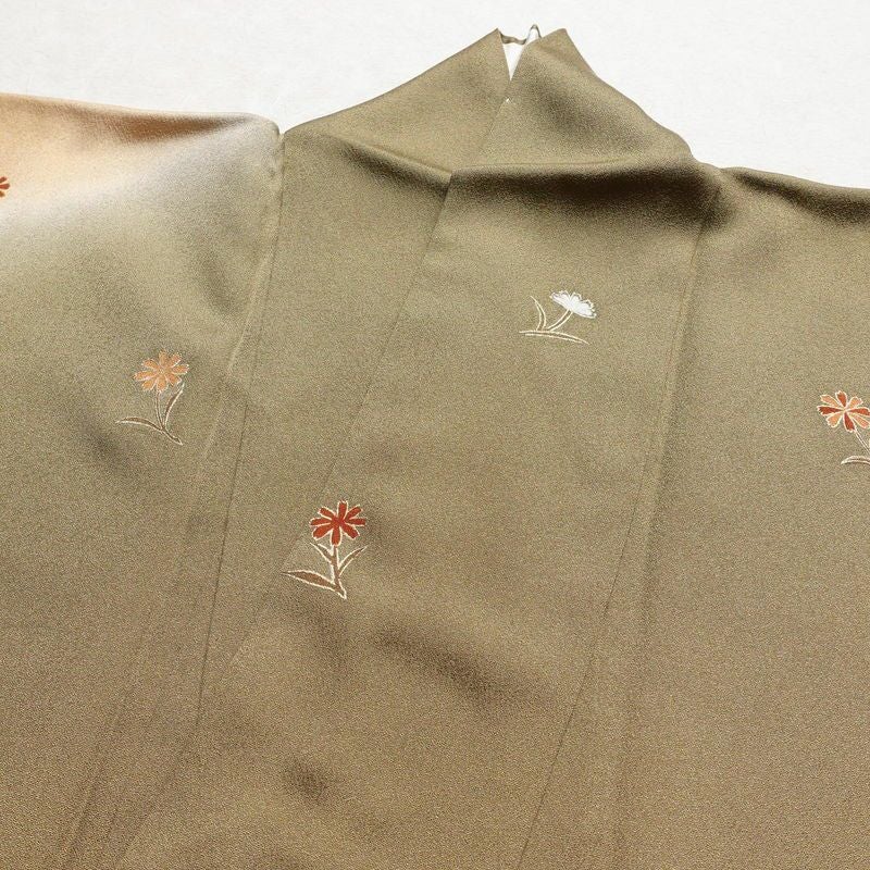 訪問着 正絹 盛り上げ箔 古典柄 袷仕立て 身丈164.5cm 裄丈69cm 箔 黄・黄土色_画像19