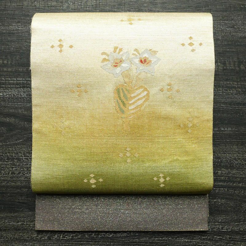 袋帯 六通柄 フォーマル用 正絹 花柄 箔 帯 入学式 卒業式 結婚式 金