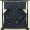 付け下げ 良品 訪問着風 紬地 飛び柄 落款入り 絞り 正絹 その他の柄 袷仕立て 身丈159.5cm 裄丈65cm ふぐ 粋 お洒落 青・紺_画像1