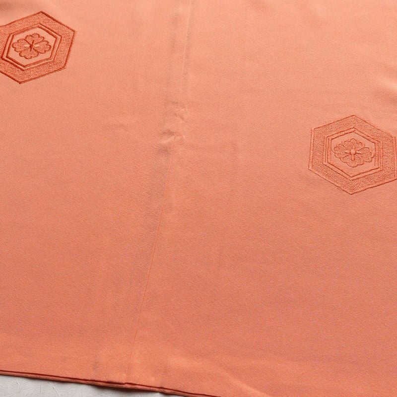 付け下げ 縮緬 正絹 古典柄 袷仕立て 身丈159cm 裄丈65.5cm 一部しつけ糸付き 橙_画像11