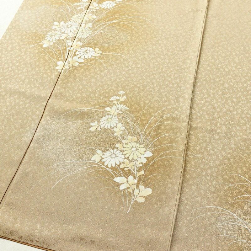 付け下げ 正絹 木の葉・植物柄 袷仕立て 身丈165cm 裄丈66.5cm ベージュ_画像4