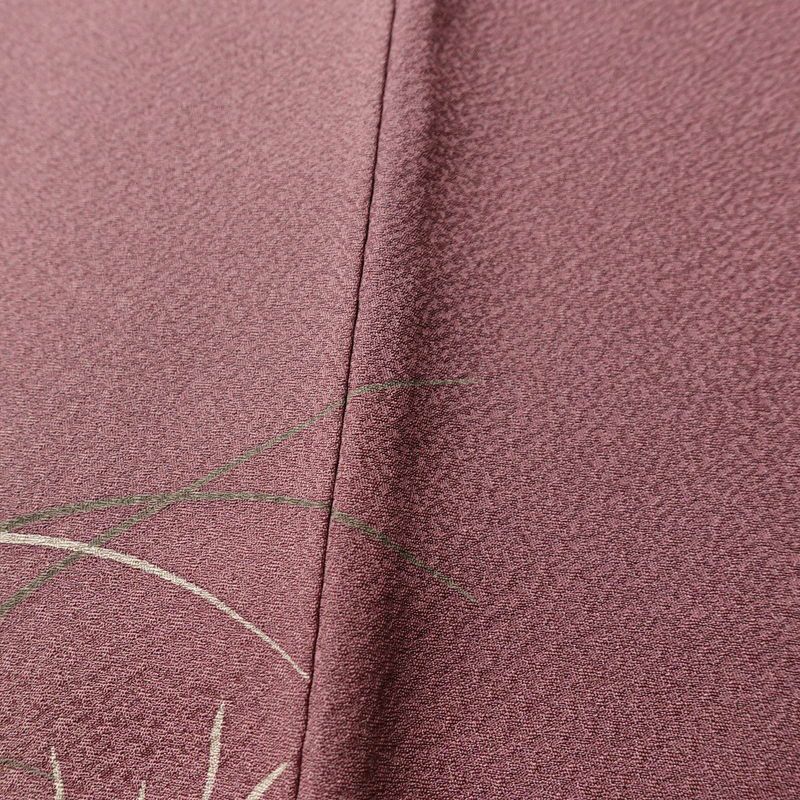 付け下げ 良品 正絹 木の葉・植物柄 袷仕立て 身丈162cm 裄丈64.5cm 箔 小豆・エンジ_画像9