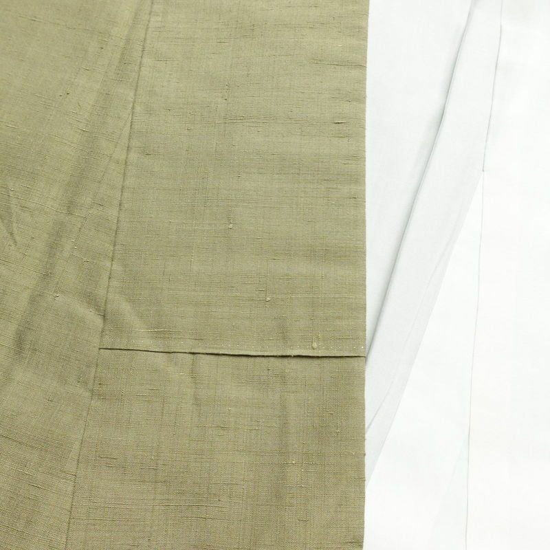 紬 本場草木染結城玉紬 結城紬 証紙あり 正絹 無地 袷仕立て 身丈157cm 裄丈65.5cm 緑・うぐいす色_画像15