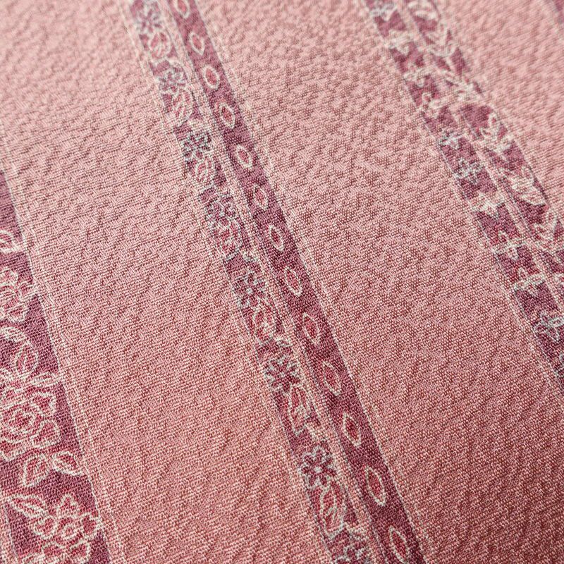 小紋 美品 縮緬 しつけ糸付き 正絹 縞柄・線柄 袷仕立て 身丈165cm 裄丈66.5cm ピンク_画像8