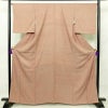 小紋 縮緬 しつけ糸付き 正絹 幾何学柄・抽象柄 袷仕立て 身丈163.5cm 裄丈67cm 茶_画像1