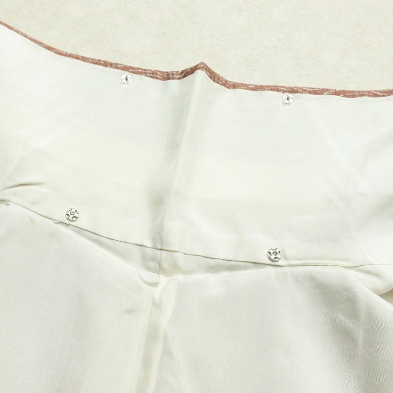 小紋 縮緬 しつけ糸付き 正絹 幾何学柄・抽象柄 袷仕立て 身丈163.5cm 裄丈67cm 茶_画像18