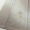 付け下げ 美品 しつけ糸付き 綸子 一つ紋付き 正絹 木の葉・植物柄 袷仕立て 身丈161.5cm 裄丈64.5cm 箔 刺繍 グレー_画像4