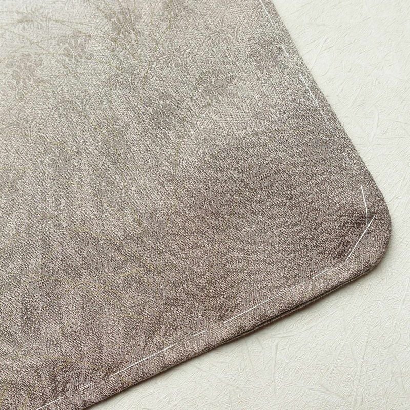 付け下げ 美品 しつけ糸付き 綸子 一つ紋付き 正絹 木の葉・植物柄 袷仕立て 身丈161.5cm 裄丈64.5cm 箔 刺繍 グレー_画像14