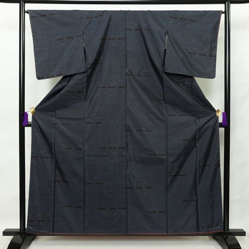 大島紬 証紙なし 正絹 古典柄 袷仕立て 身丈159cm 裄丈65cm 青・紺 | M