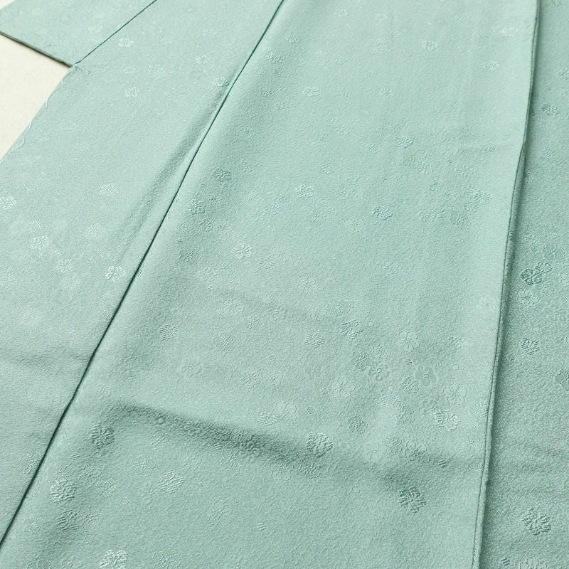 色無地 良品 しつけ糸付き 正絹 花柄 袷仕立て 身丈154cm 裄丈63cm 緑・うぐいす色_画像5